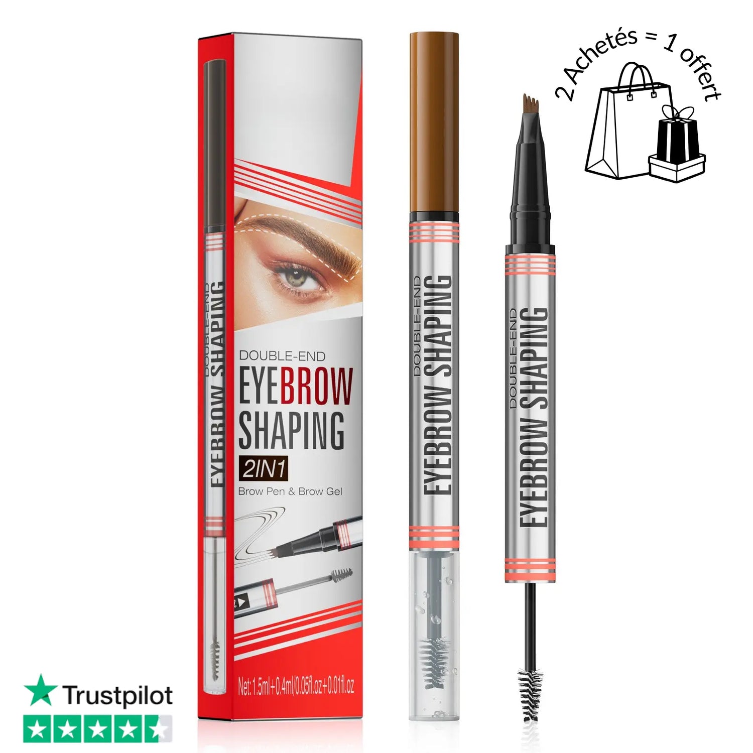 HelloBloomy | Crayon-feutre à sourcils 2 en 1 - 4 pointes ultraprécise et Gel pour sourcils HelloBloomy Shop
