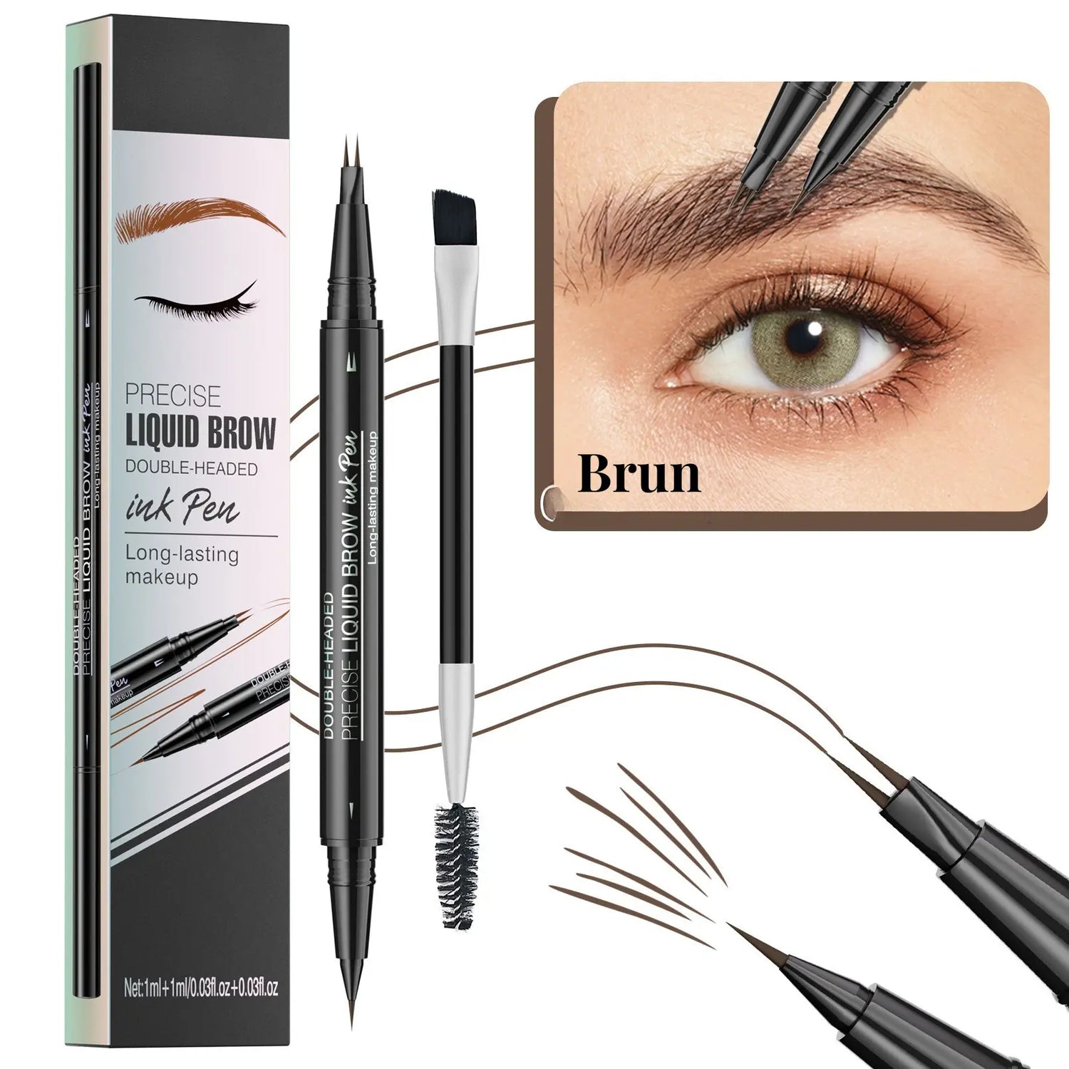 HelloBloomy | Crayon à sourcils 2 mâchoires ultraprécises + pointe fine HelloBloomy Shop