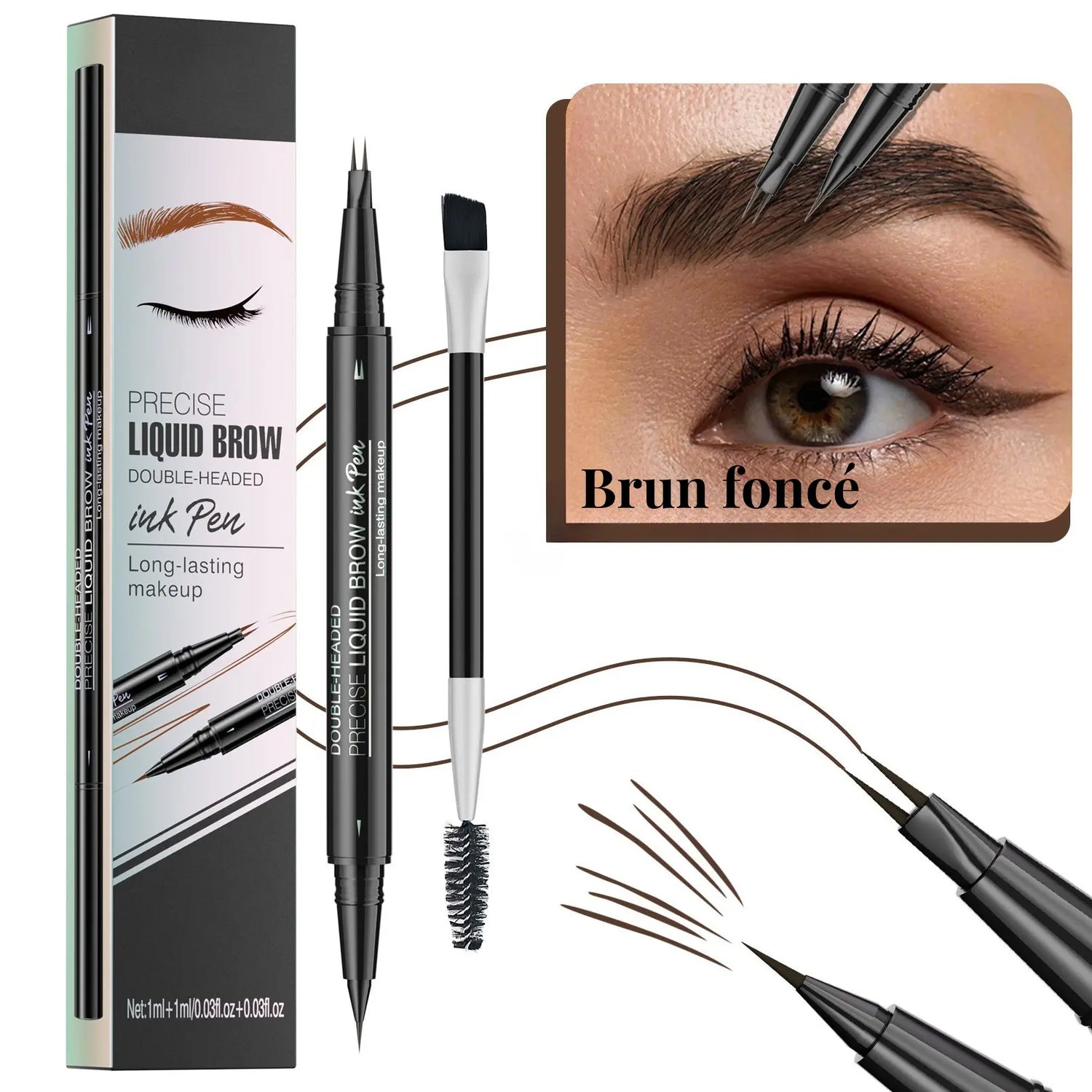 HelloBloomy | Crayon à sourcils 2 mâchoires ultraprécises + pointe fine HelloBloomy Shop