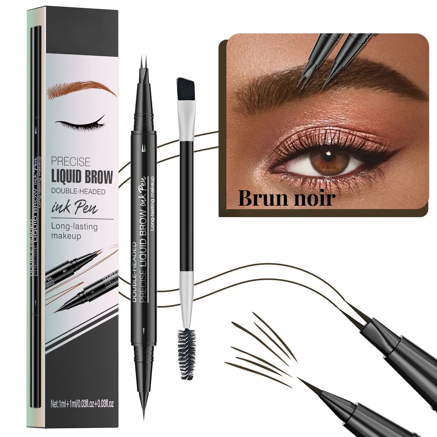 HelloBloomy | Crayon à sourcils 2 mâchoires ultraprécises + pointe fine HelloBloomy Shop