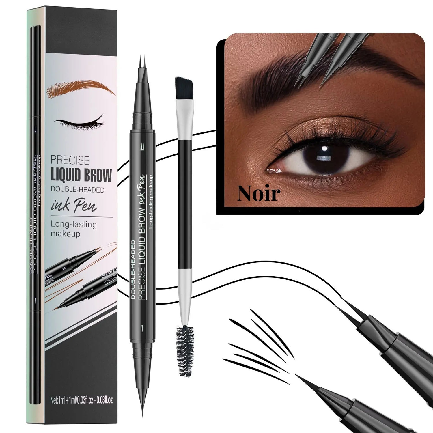 HelloBloomy | Crayon à sourcils 2 mâchoires ultraprécises + pointe fine HelloBloomy Shop